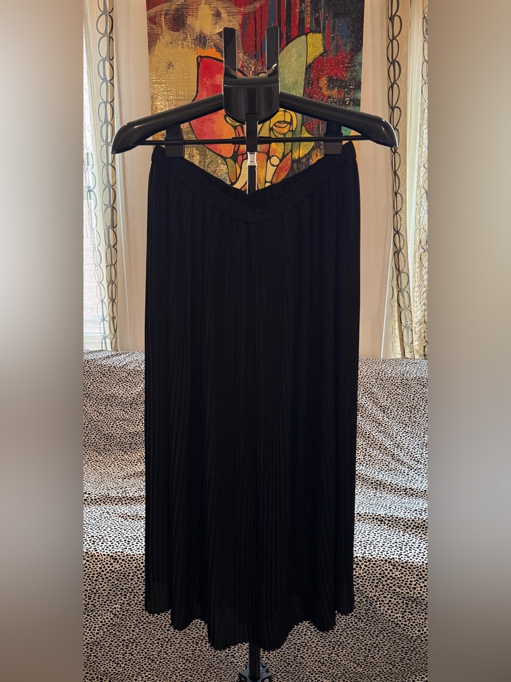 Uniqlo Fully Lined Black Pleated Maxi Skirt Size L